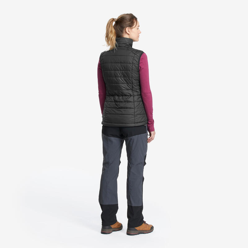 Synthetische bodywarmer voor bergtrekking dames MT100 zwart