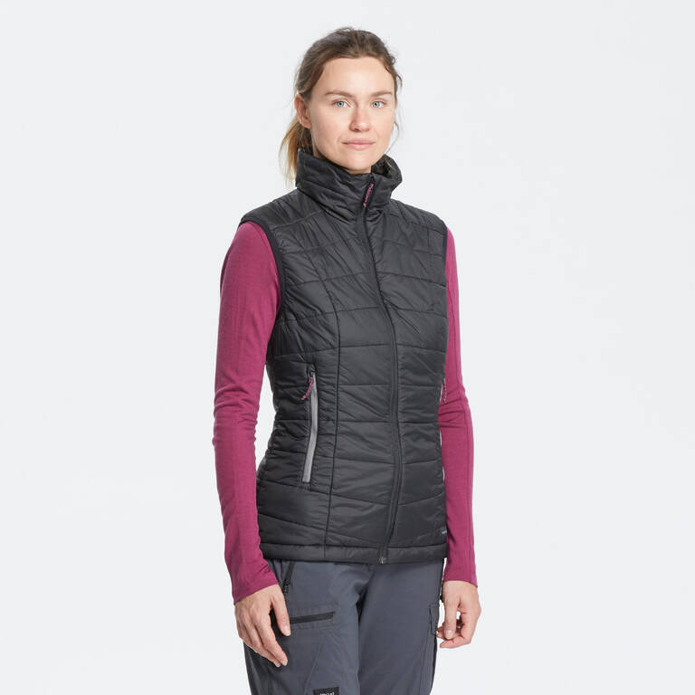 Women Trekking Sleeveless Padded Jacket MT100 Black