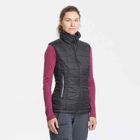 Women’s synthetic sleeveless trekking padded jacket MT100 - Black