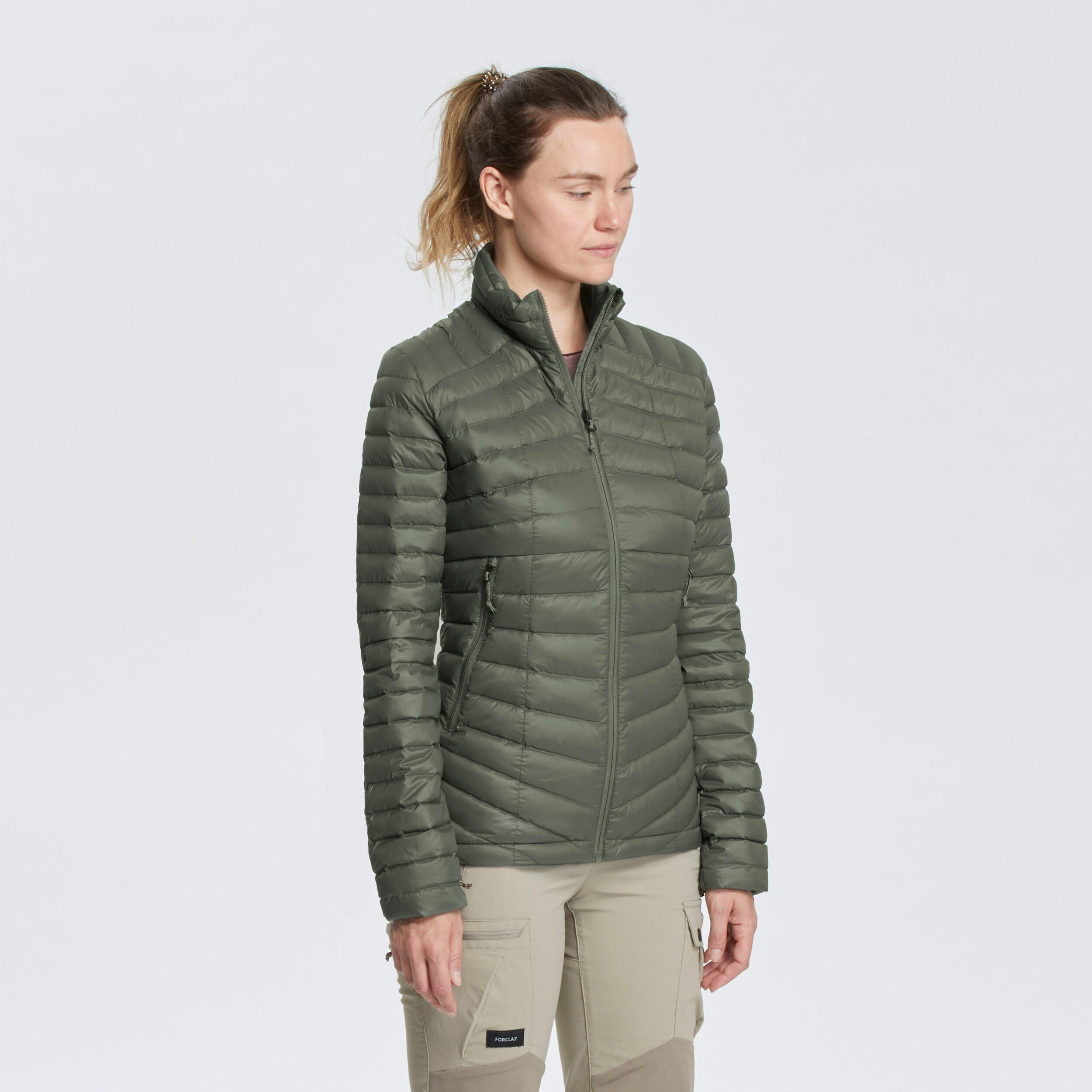 Women Trekking Down Jacket - MT100 -5°C Khaki