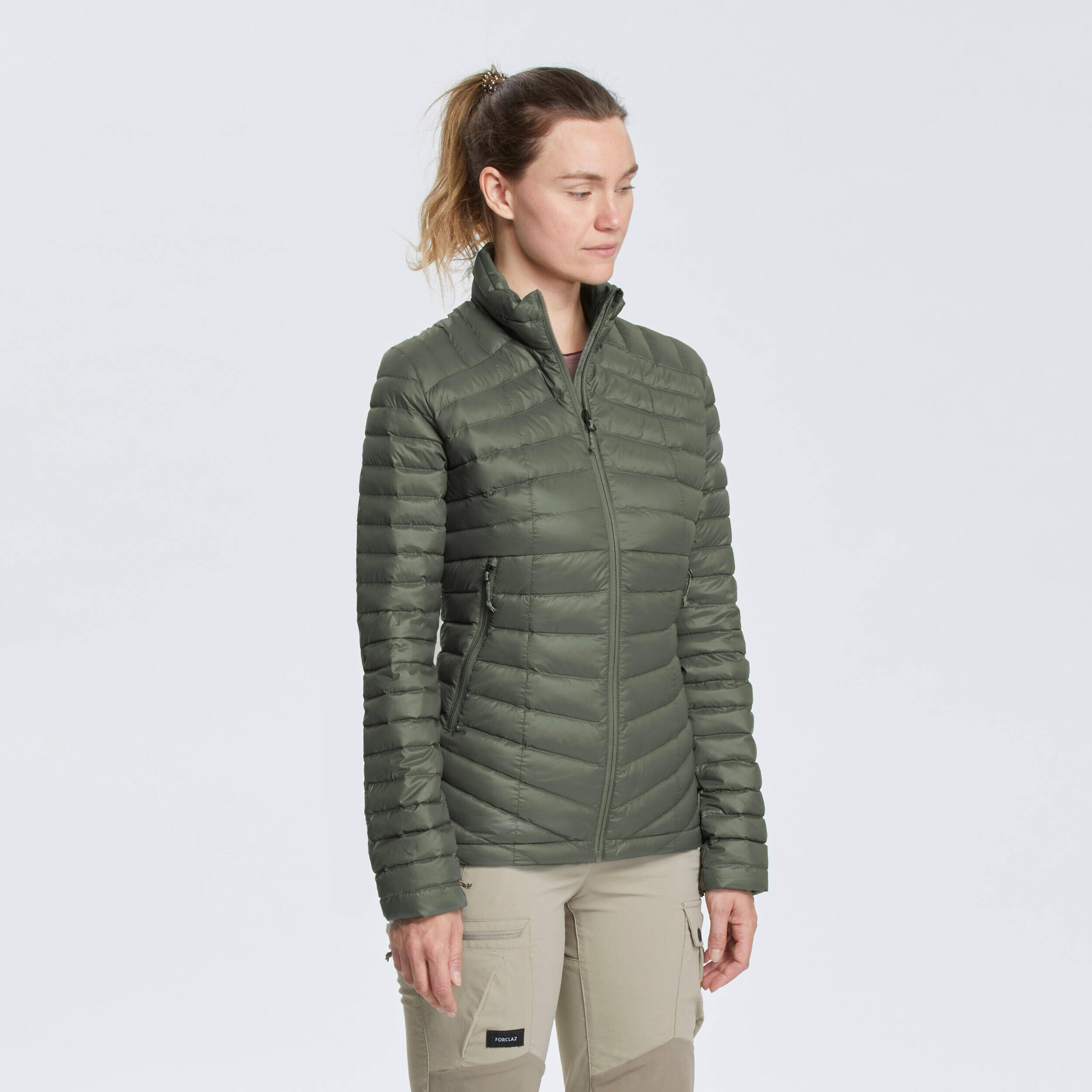 Women Trekking Down Jacket - MT100 -5°C Khaki