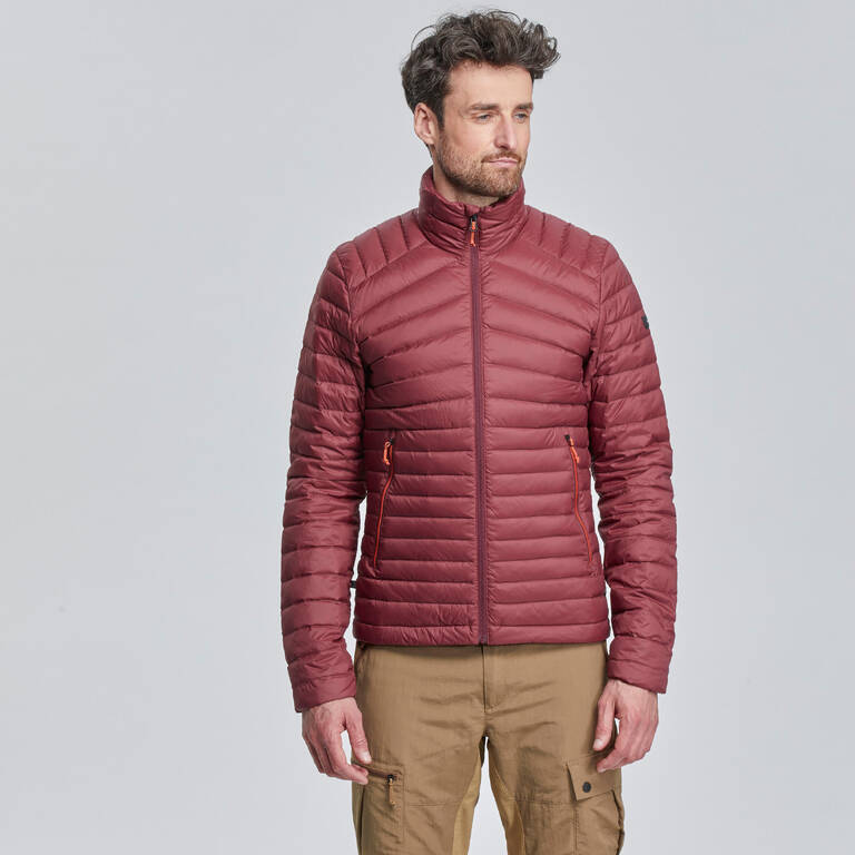 Men’s mountain trekking down jacket - MT100 -5°C Burgundy