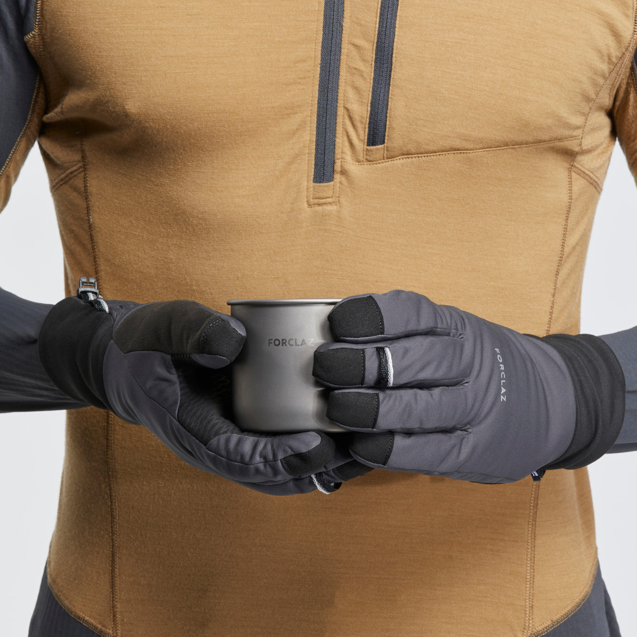 Adult mountain trekking windproof touchscreen gloves - MT900 grey 10/12