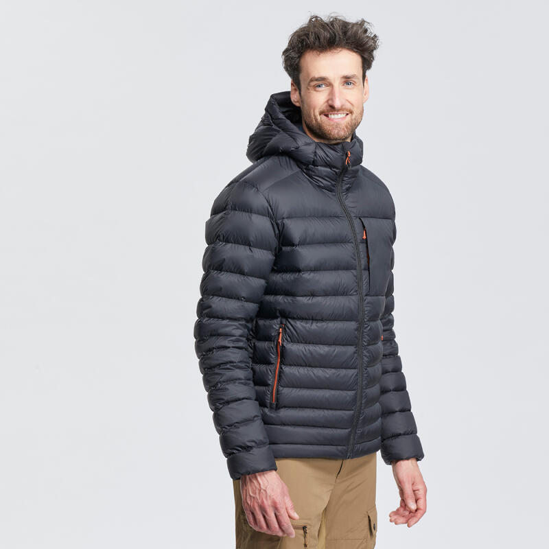 Férfi kapucnis kabát túrázáshoz MT500, -10 °C-ig, fekete