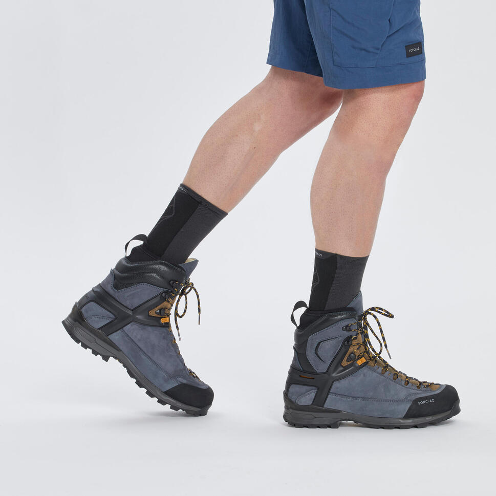 MEN'S WATERPROOF LEATHER HIGH HIKING BOOTS VIBRAM MT500 ULTRA FORCLAZ