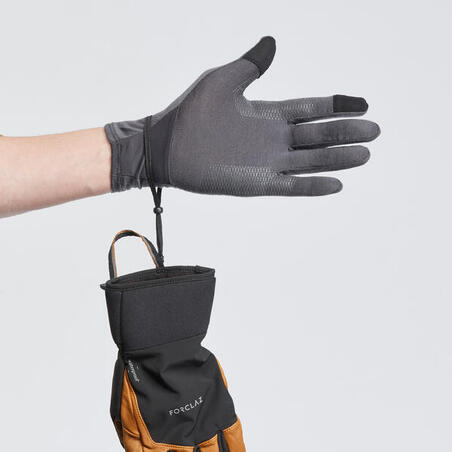 Gants imperméables en cuir de trekking montagne MT900  marron -  Adulte