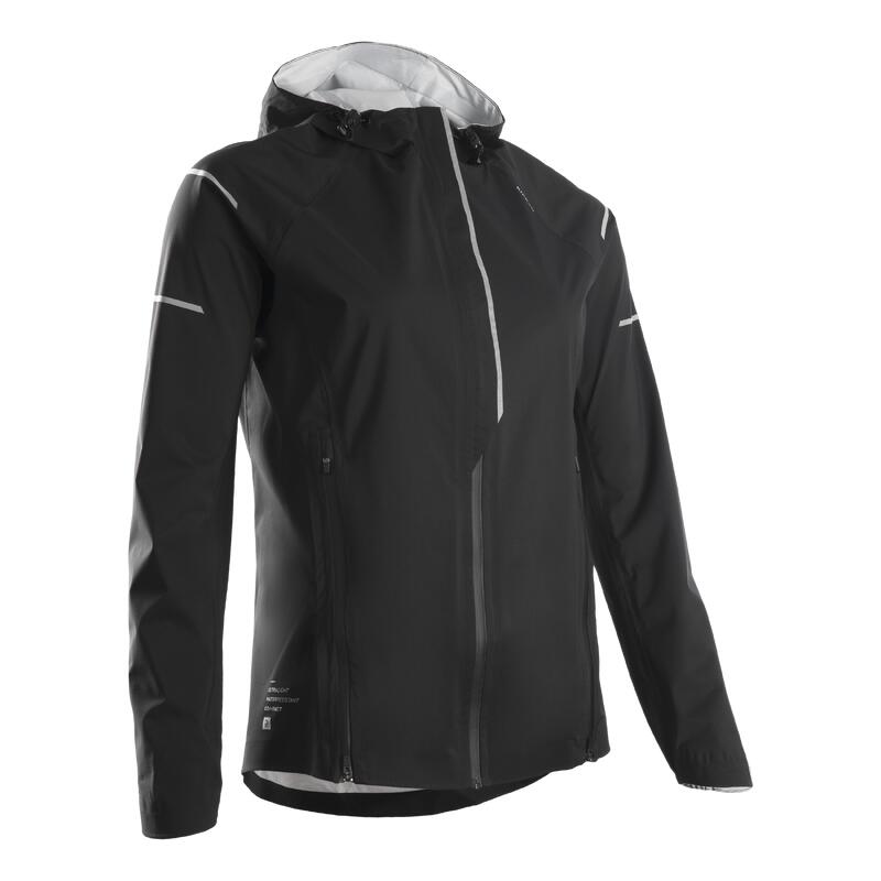 Jachetă Impermeabilă Protecție vânt Alergare pe asfalt Kiprun Rain+ Negru Damă