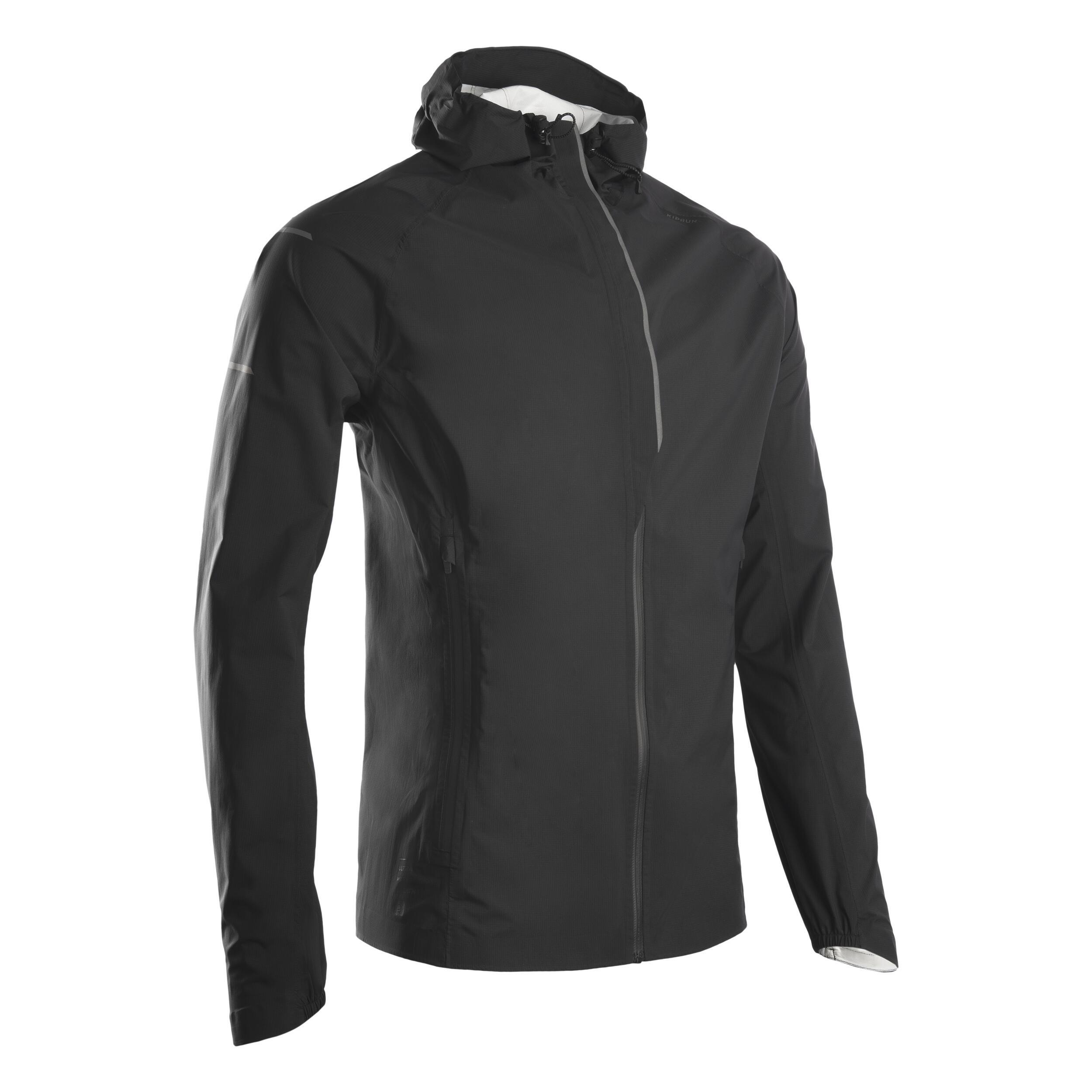 MEN'S WATERPROOF WINDPROOF JACKET - KIPRUN RAIN+ - BLACK 10/10