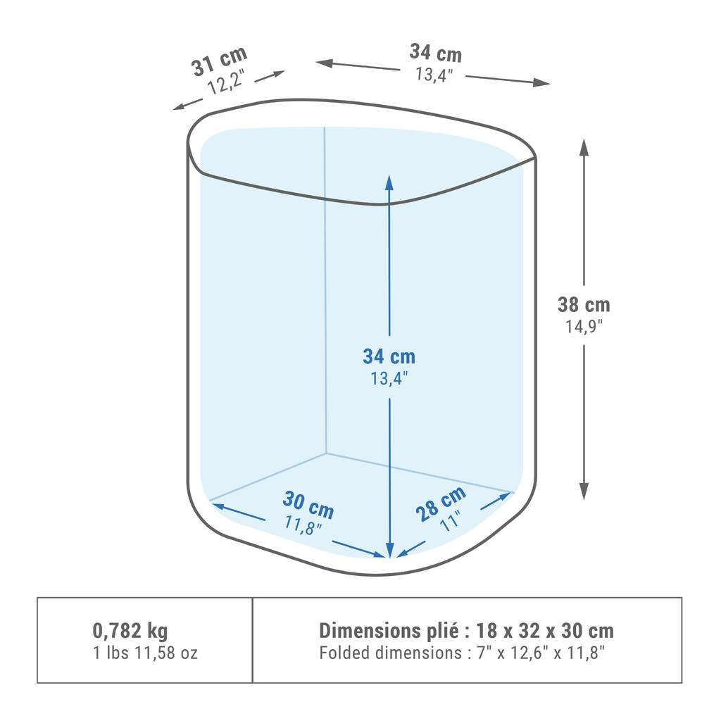 HIELERA FLEXIBLE DE CAMPING - 20 LITROS - CONSERVACIÓN DE ALIMENTOS FRESCOS 9 H