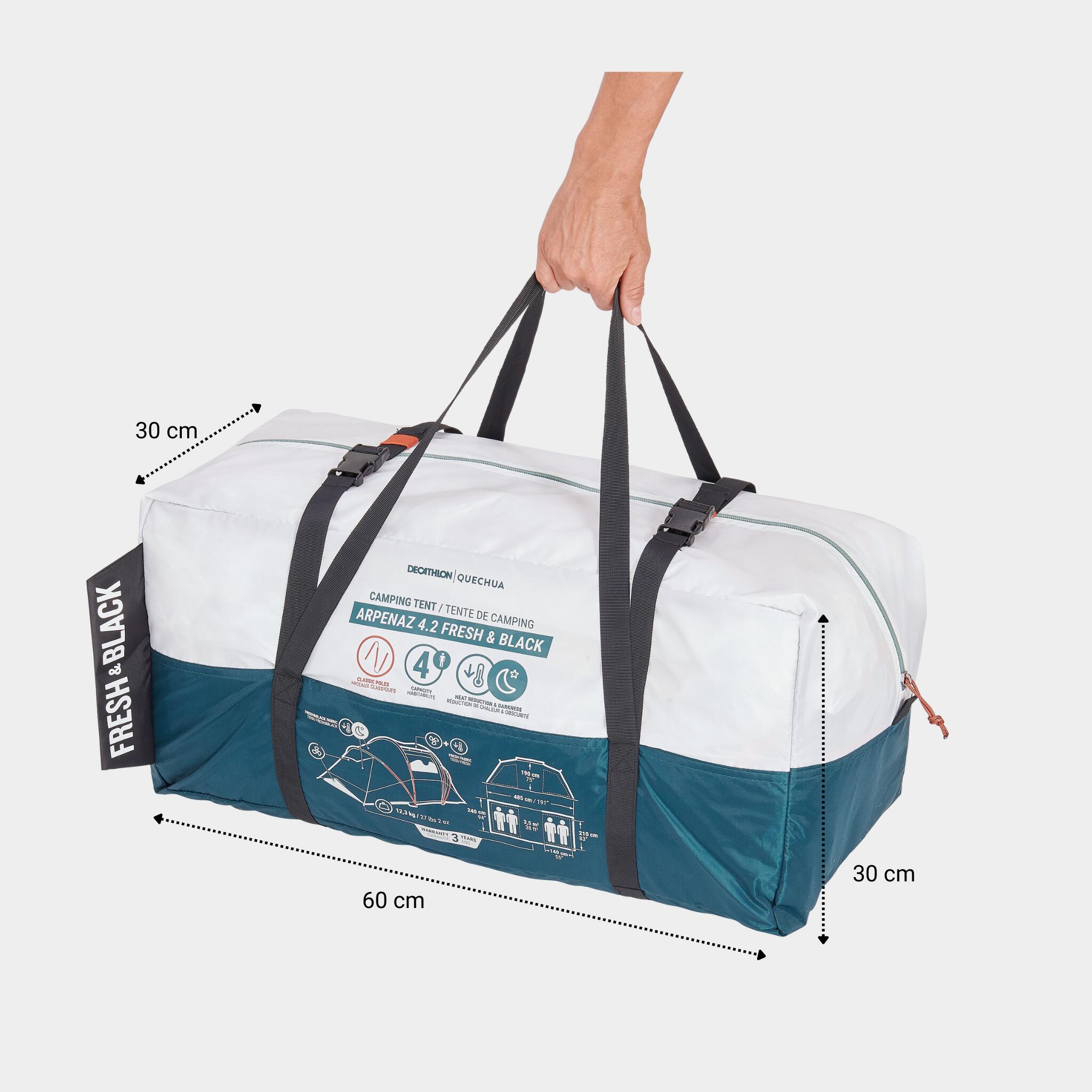 Camping Tent 4-Person, Arpenaz 4.2 Fresh & Black 9/9