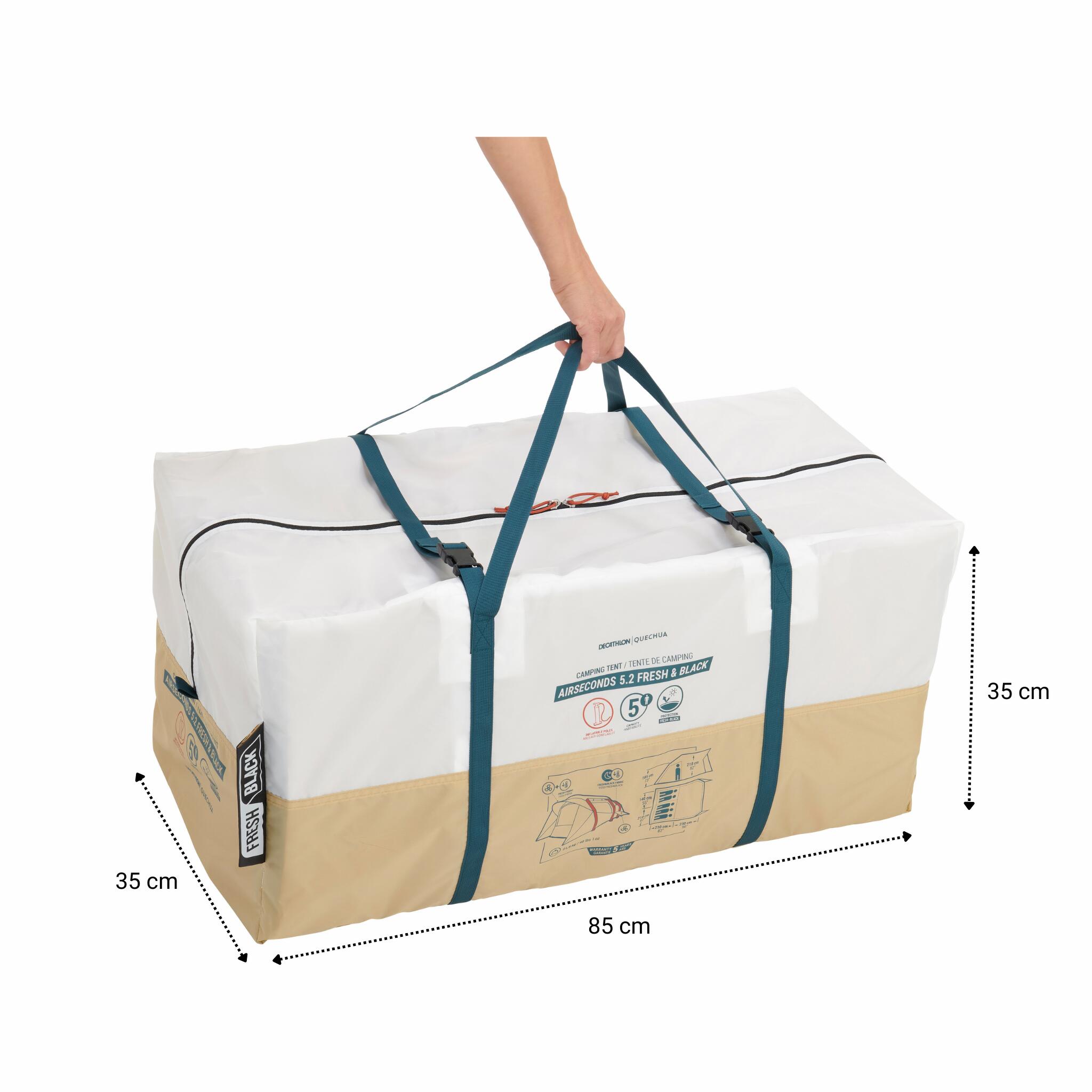 Tente de camping gonflable 5 personnes Air Seconds 5.2 Fresh & Black - QUECHUA