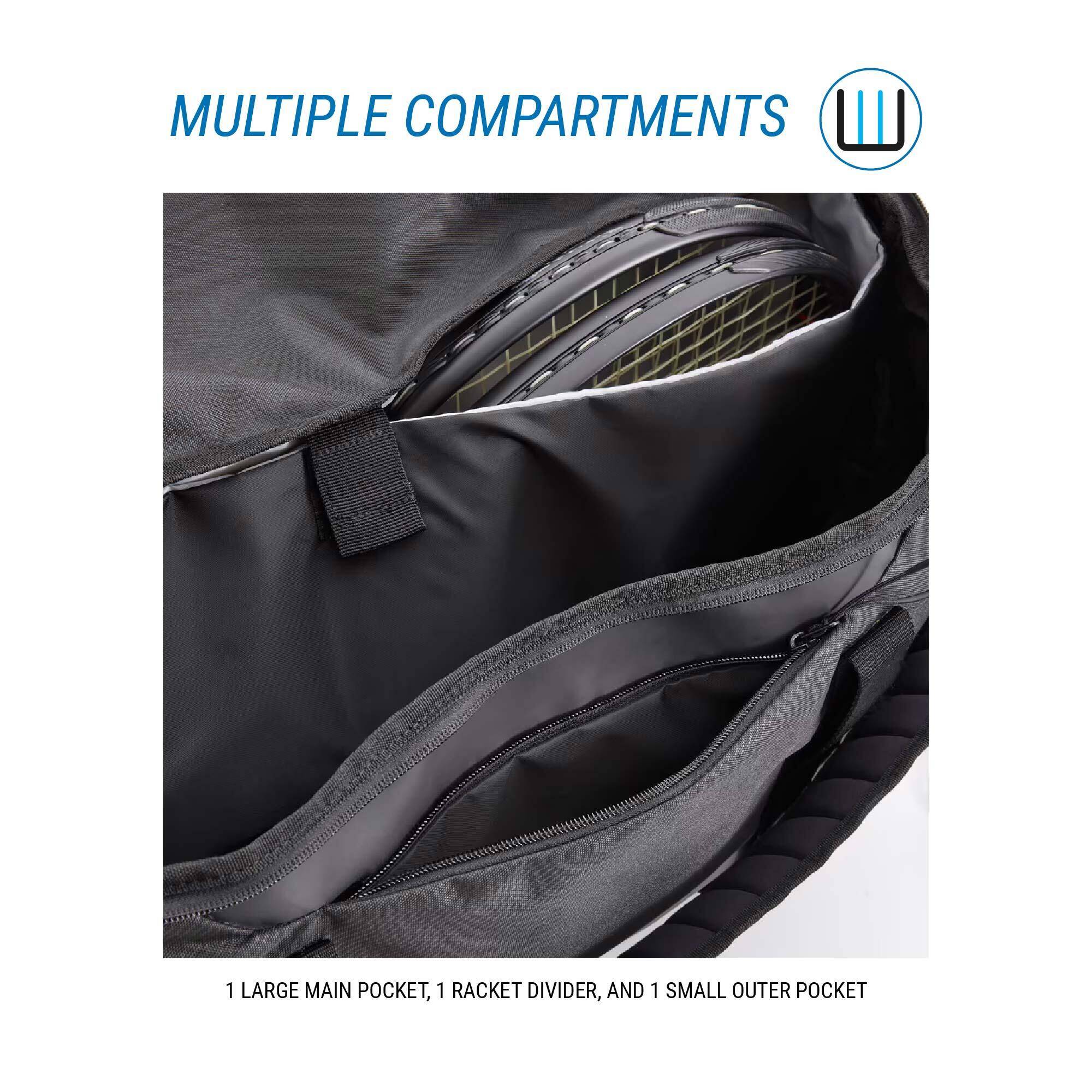 Tennis Racket Duffle Bag Lightweight - 9R Black/Grey -  4