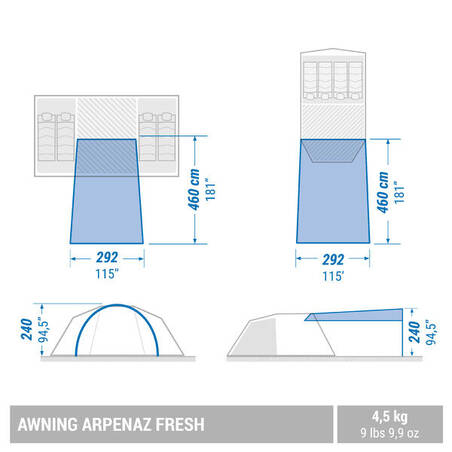 Awning/Atap Tenda Camping Arpenaz Fresh - 6 Orang