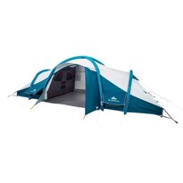 Палатка для кемпинга 8-и местная 4-комнатная надувная сине-белая AIR SECONDS 8.4 F&B Quechua