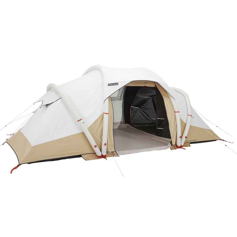 Setting up camping tent air seconds family 4xl decathlon / montar tienda  hinchable decathlon 