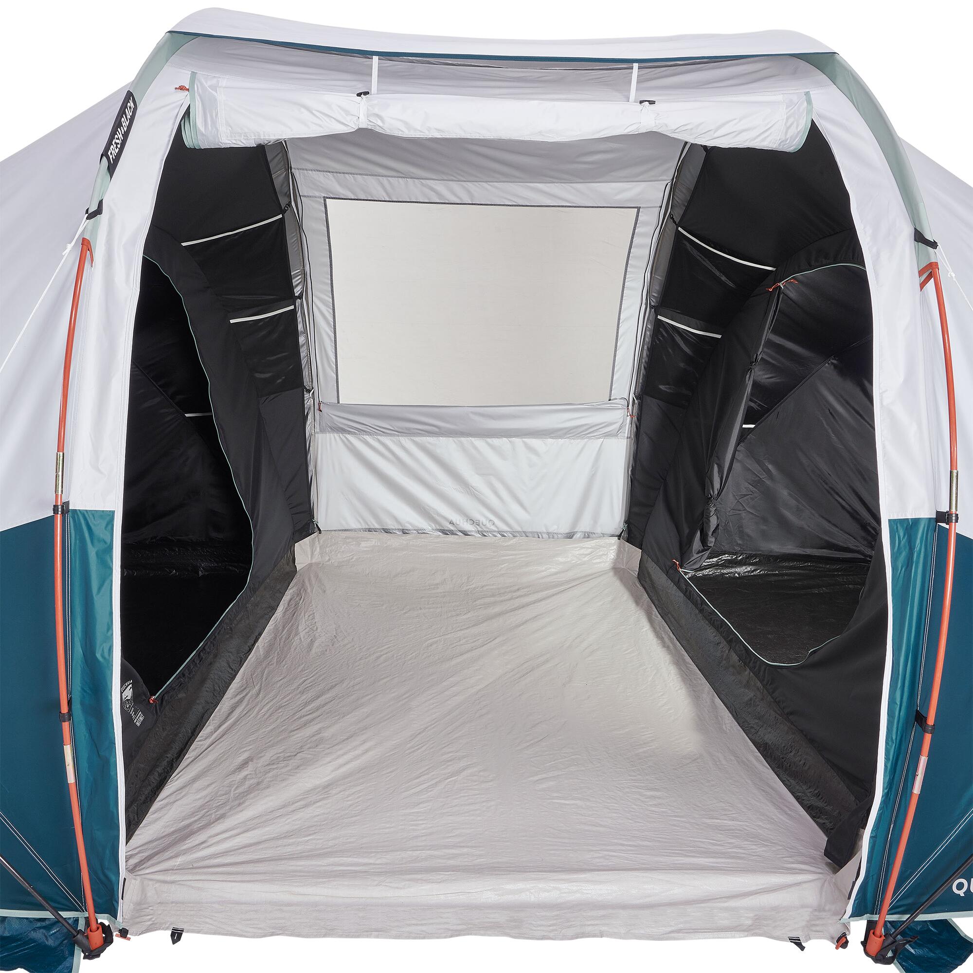 4-person, 2-bedroom camping tent, Arpenaz 4.2, Fresh & Black 6/12