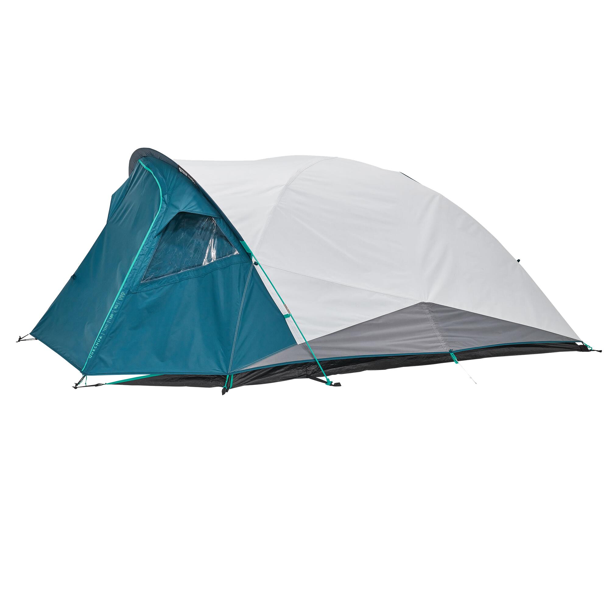 Camping Tent 3-Person, MH 100 XL Fresh & Black - QUECHUA