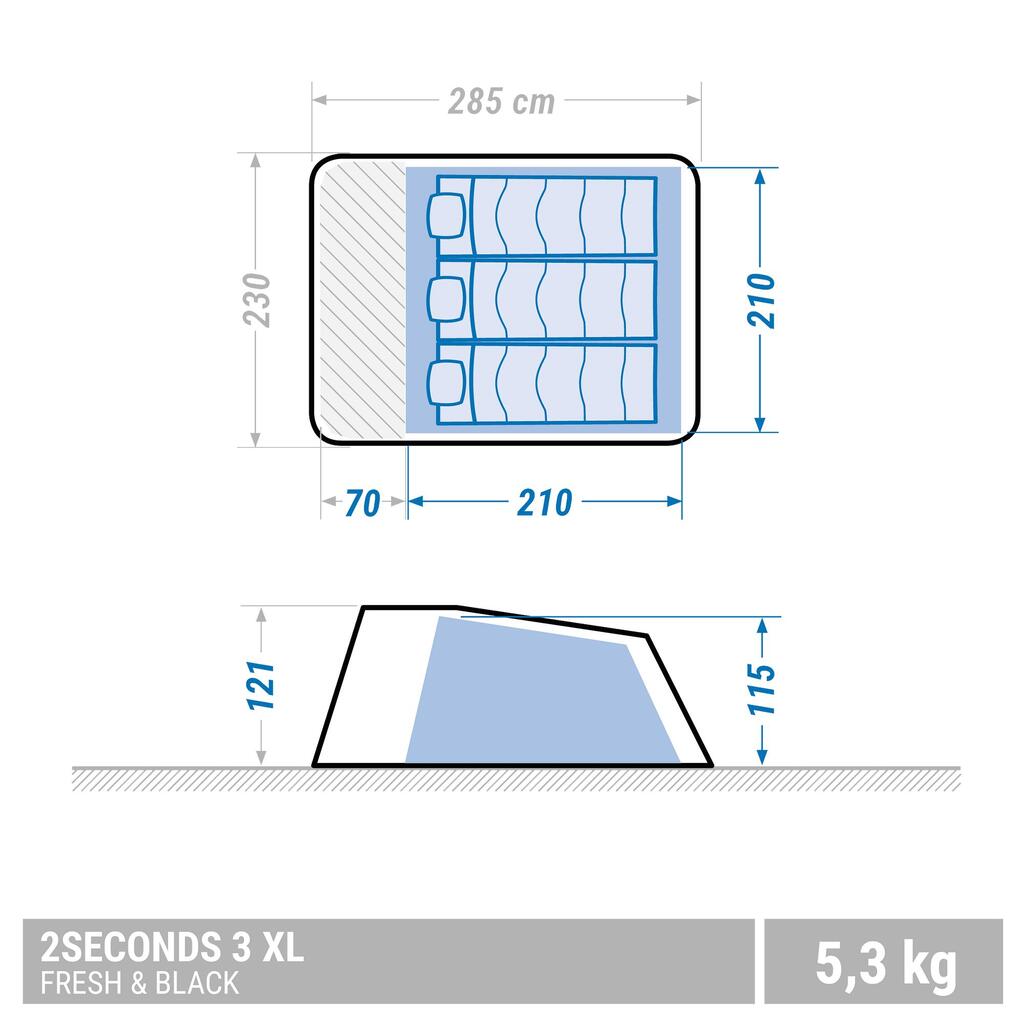 Šator za kampovanje 2 Seconds XL Fresh&Black za 3 osobe