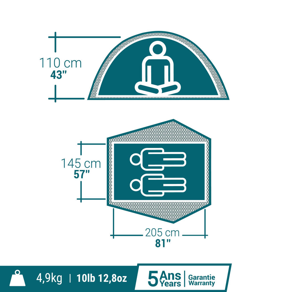 Šator za kampovanje 2 SECONDS za dve osobe