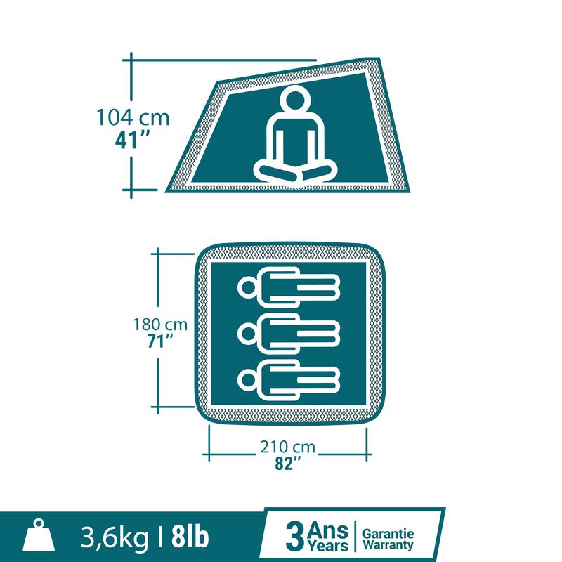 Wurfzelt 2 Seconds LTD Scout für 3 Personen braun/grün 