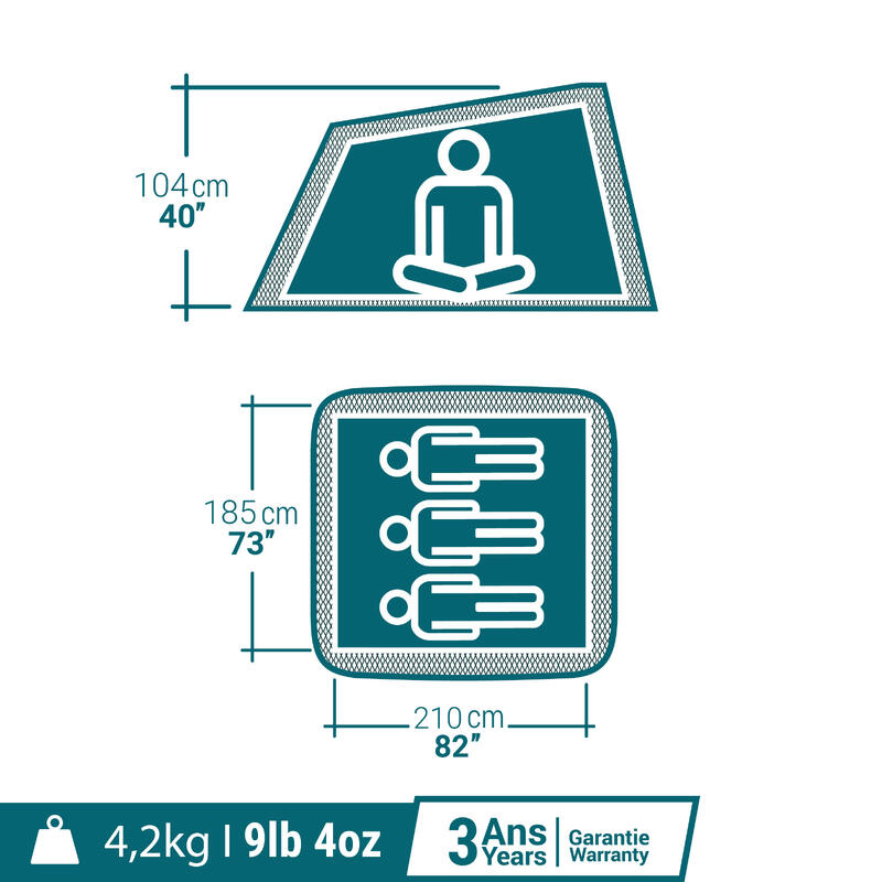Tenda campeggio 2 SECONDS FRESH&BLACK 3 | 3 posti