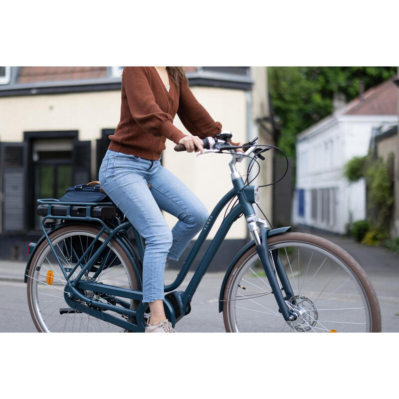 Bicicletă de oraș electrică Elops 920E Connect cadru jos Verde 