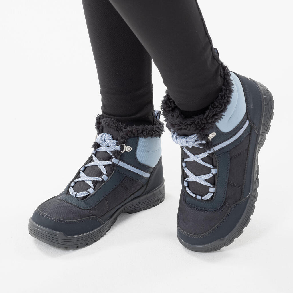 Winterschuhe Kinder Gr. 35–38 Schnürung warm wasserdicht - SH100 blau