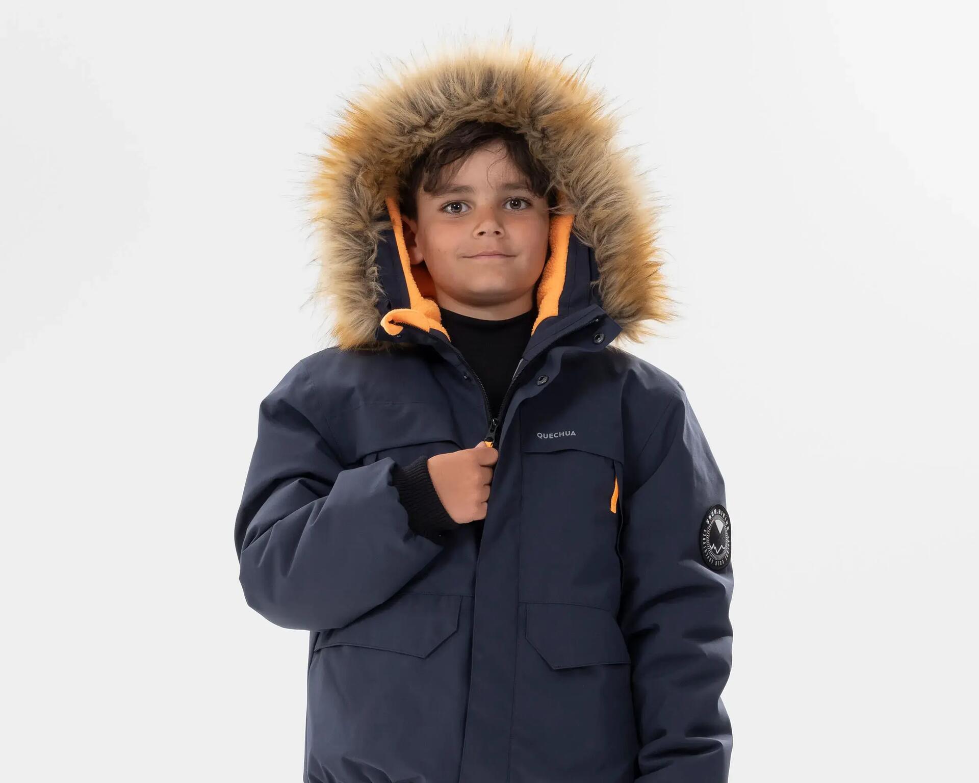 KIDS' WARM AND WATERPROOF HIKING JACKET - SH100 -6.5°C - 7-15