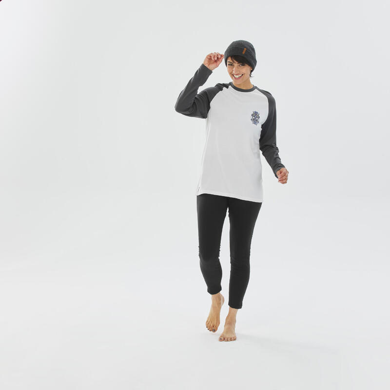 Camiseta de esquí lana merina mujer - BL 590 Brokovitch - gris blanco |