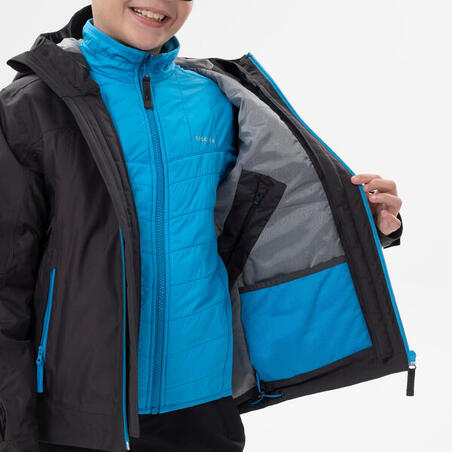 Куртка дитяча SH500 X-Warm для туризму, 3 в 1, для дітей 7-15 років