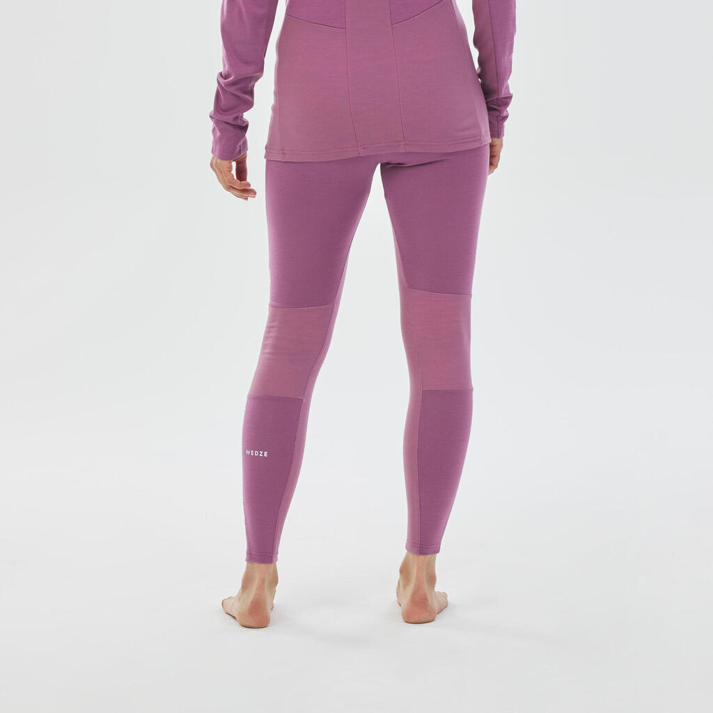 Dámske lyžiarske spodné nohavice BL 900 z vlny merino fialové