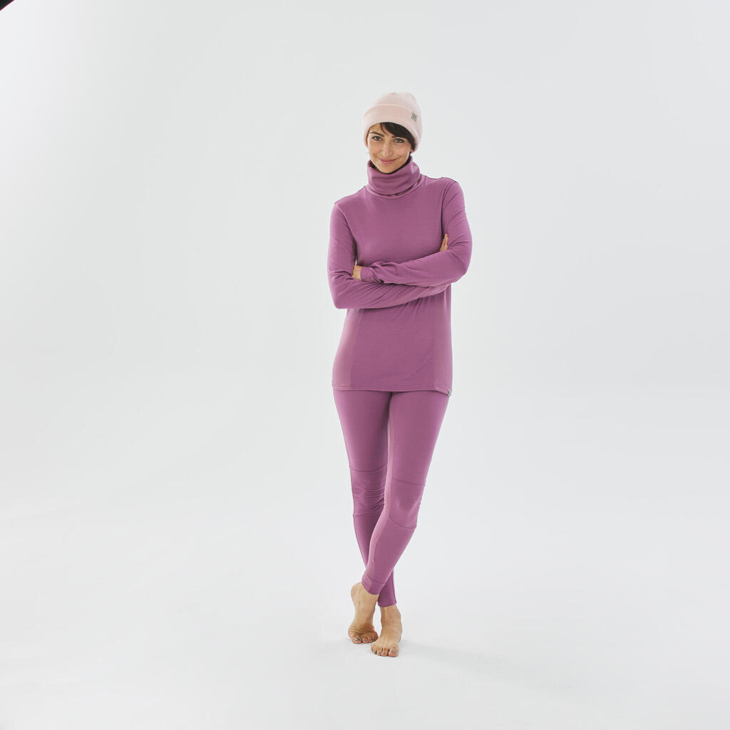 Women’s Merino Wool Ski Base Layer Bottoms  - BL 900 - Pink