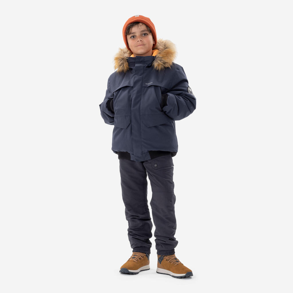 Detská turistická bunda SH100 do -6,5 °C hrejivá a nepremokavá 7-15 rokov