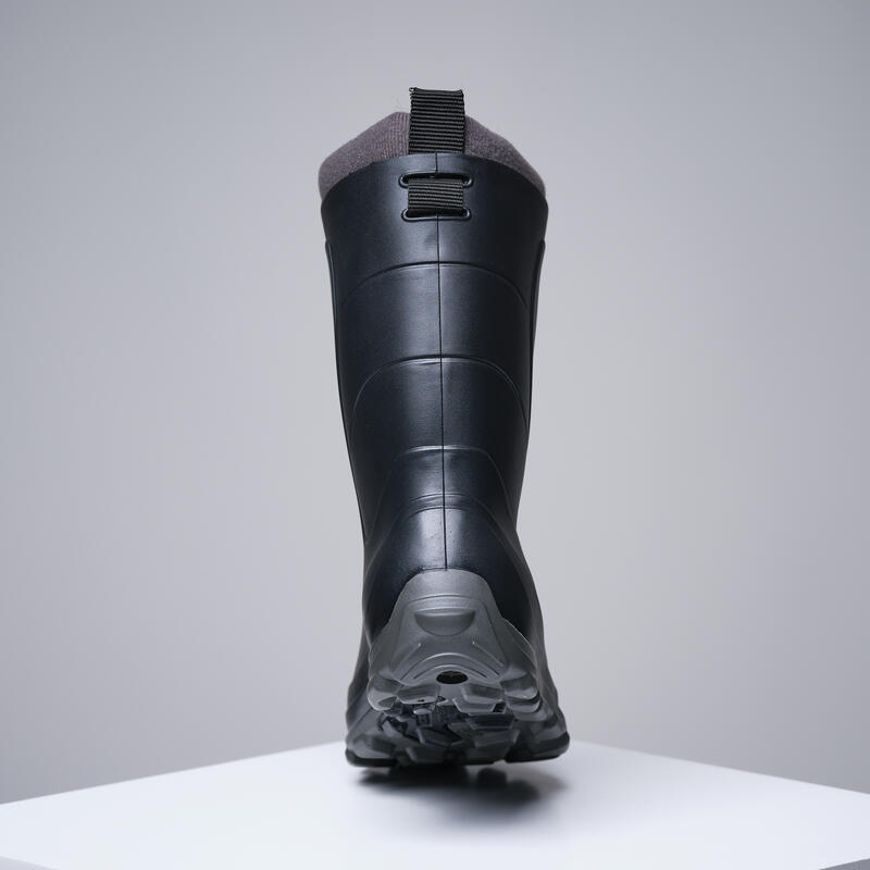 Bottes de pluie enfant chaudes fourrées 100, noir