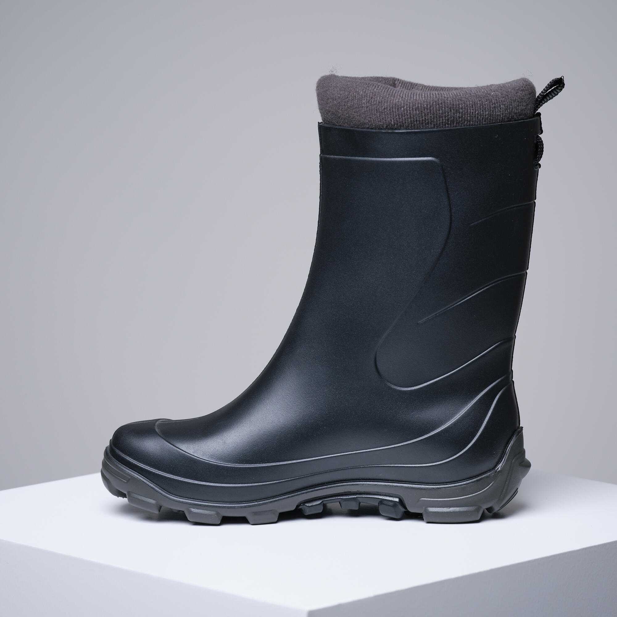 Botas de Agua Niños Katiuskas Solognac 100 Negra Cálidas Forro Polar 4/6