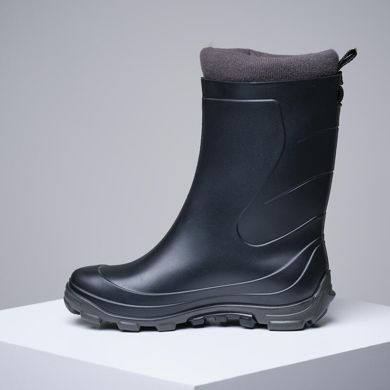 Bottes de pluie enfant chaudes fourrées 100, noir