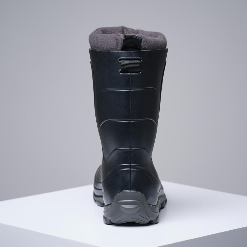 Bottes de pluie enfant chaudes fourrées 100, noir