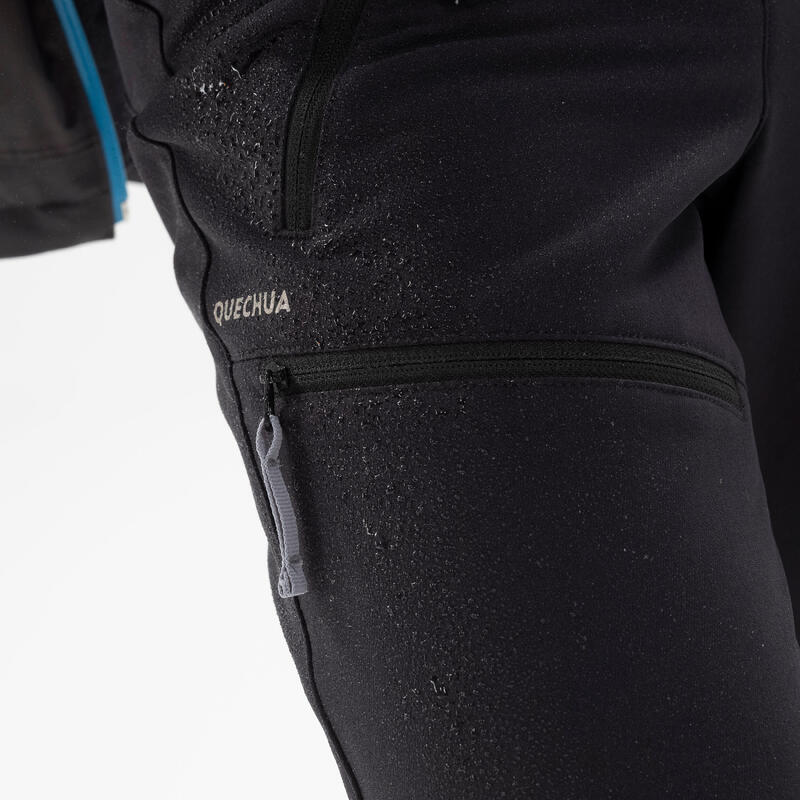 Pantalon softshell chaud de randonnée enfant 7-15 ans, MH500 noir