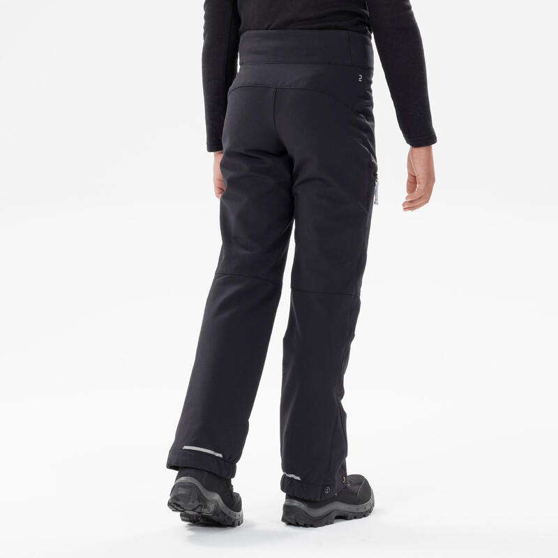 Pantalon softshell chaud de randonnée enfant 7-15 ans, MH500 noir