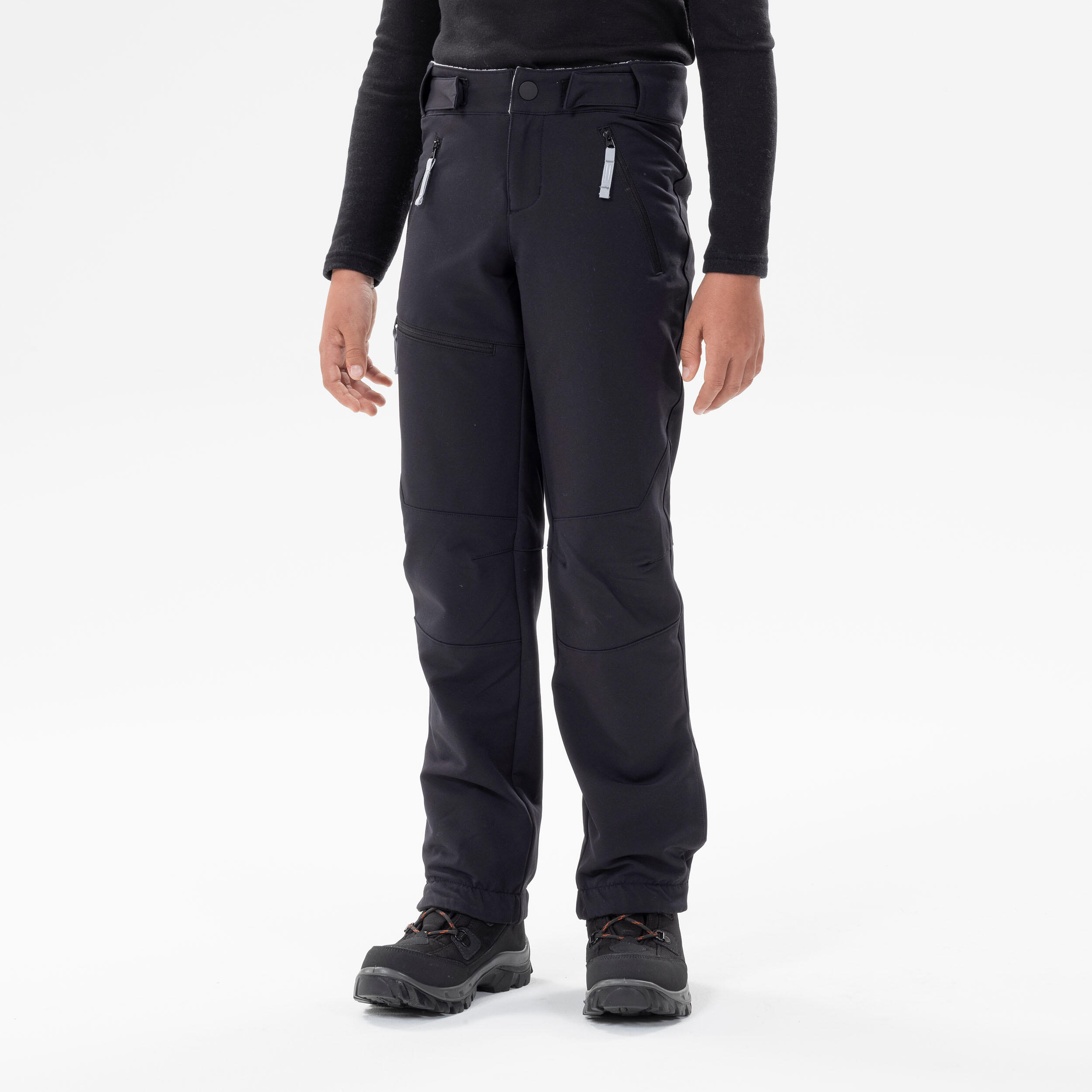 MH500 Kids’ Warm Softshell Hiking Pants (Ages 7-15) - Black