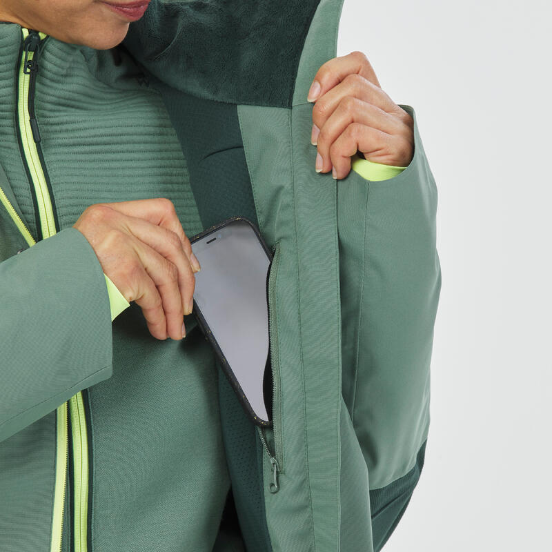 Chaqueta de esquí y nieve impermeable mujer Wedze 500 Sport verde