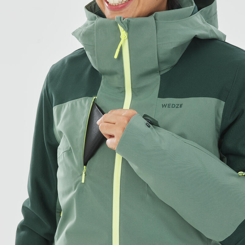 Skijacke Damen Piste Sport - 500 grün 