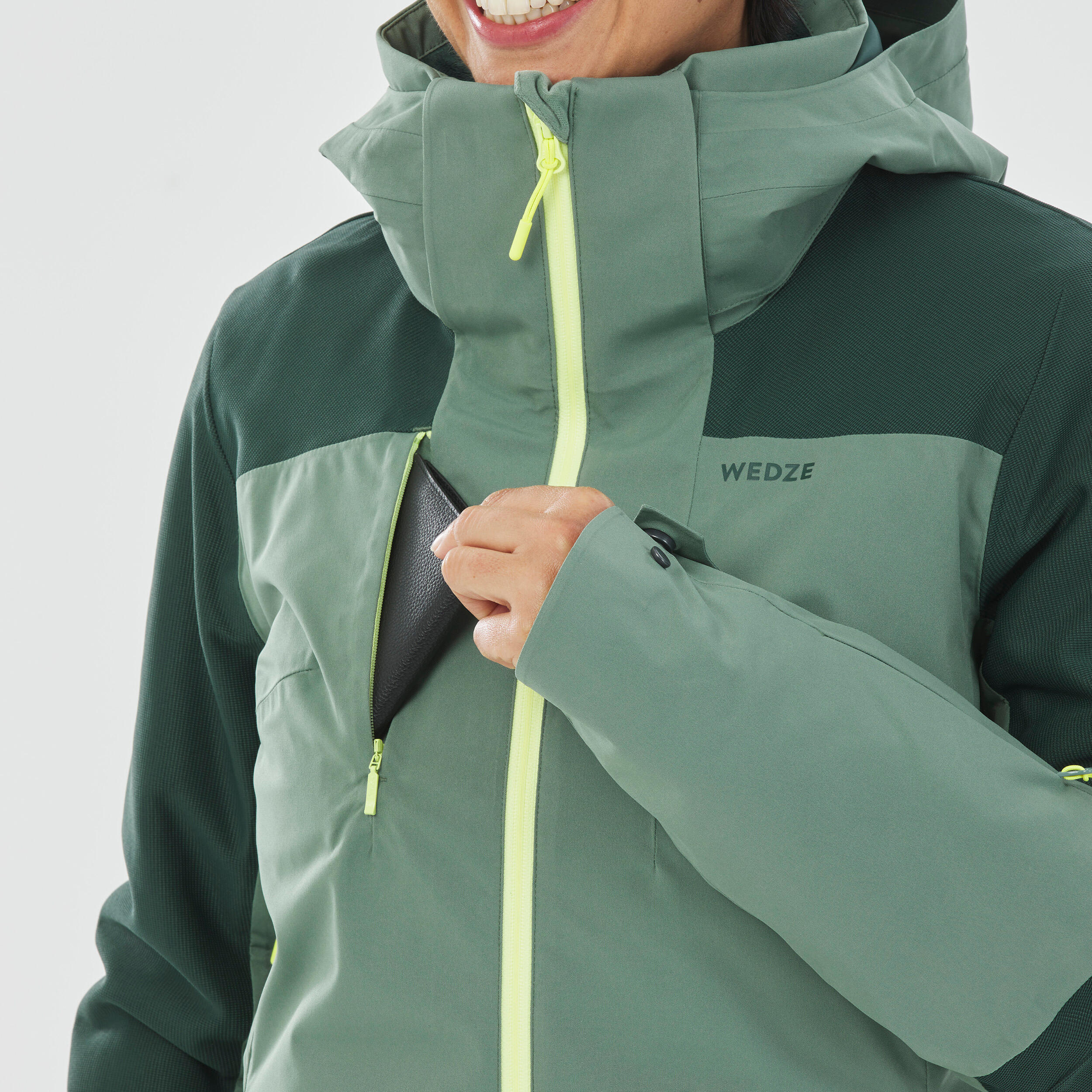 Giacca da sci da donna - 500 sport - verde