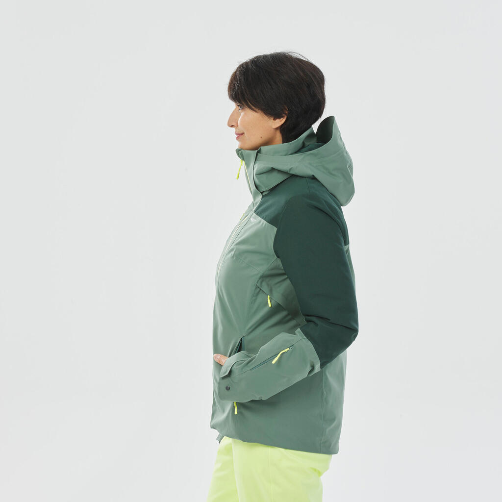 Women’s Ski Jacket 500 sport - white/navy/brown