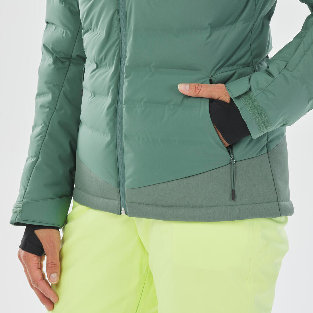 WOMEN’S WARM DOWN SKI JACKET - 900 WARM - GREEN