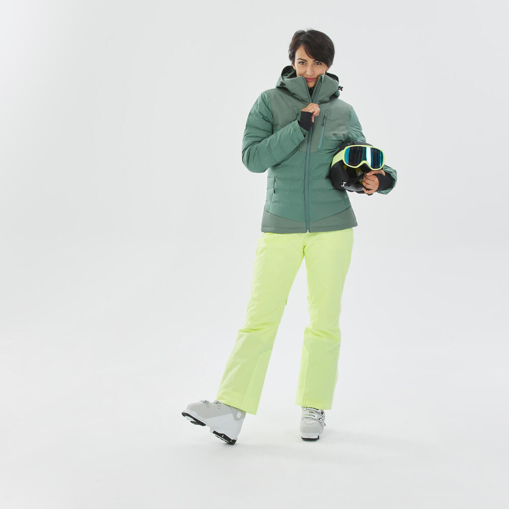 WOMEN’S WARM DOWN SKI JACKET - 900 WARM - GREEN