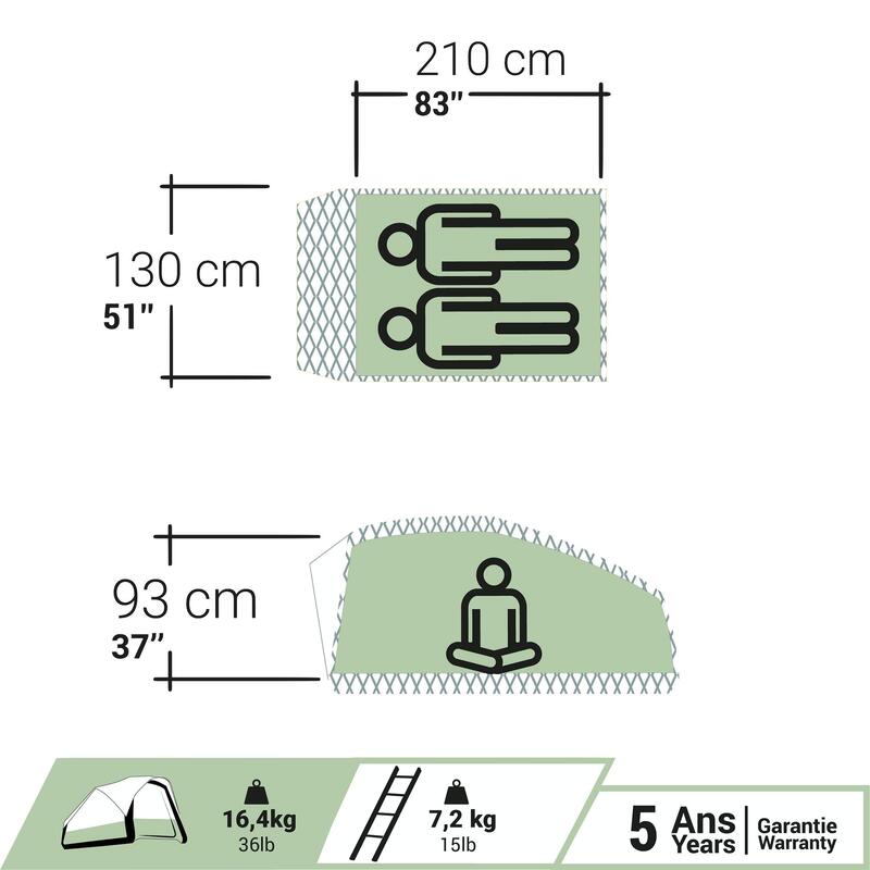 Cort auto cu montare pe plafonul mașinii tip van 500 Fresh&Black 2 persoane