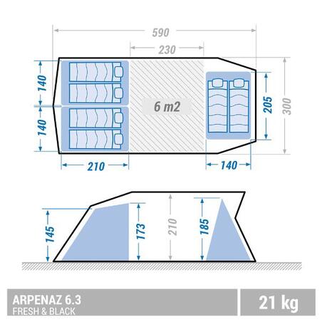 Намет дуговий Arpenaz F&B для кемпінгу на 6 осіб 3 спальні