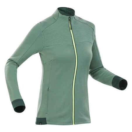Women's Fleece Ski Fleece Jacket 500 Warm-Green