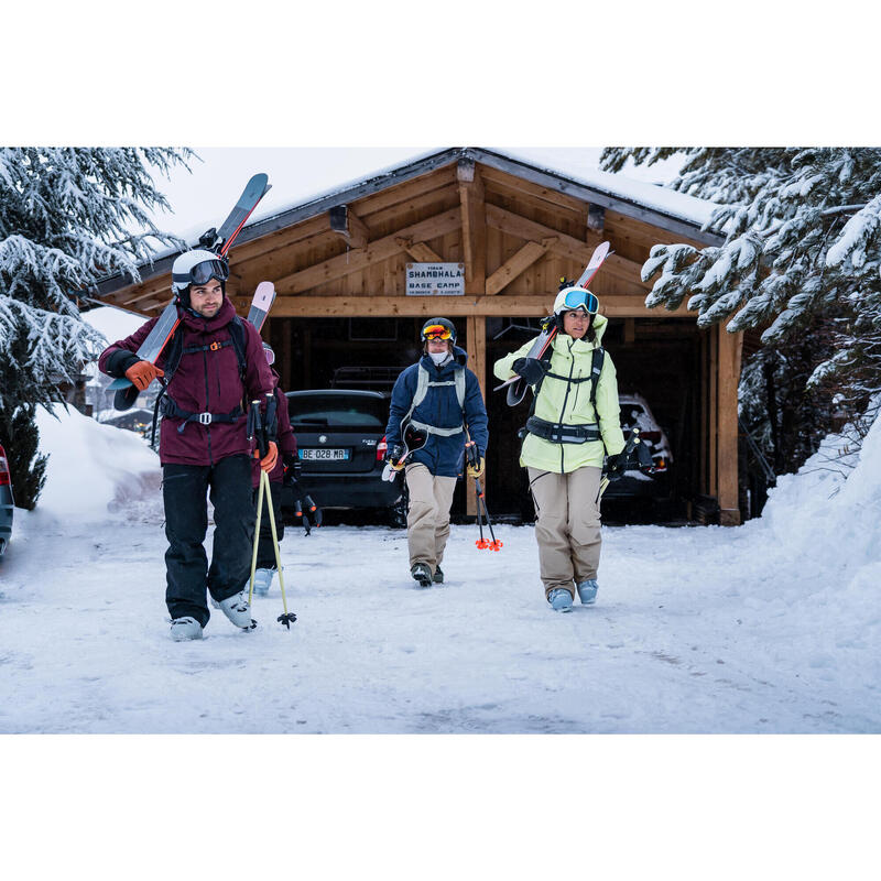 Chaqueta de esquí y nieve impermeable mujer FR100 flúor